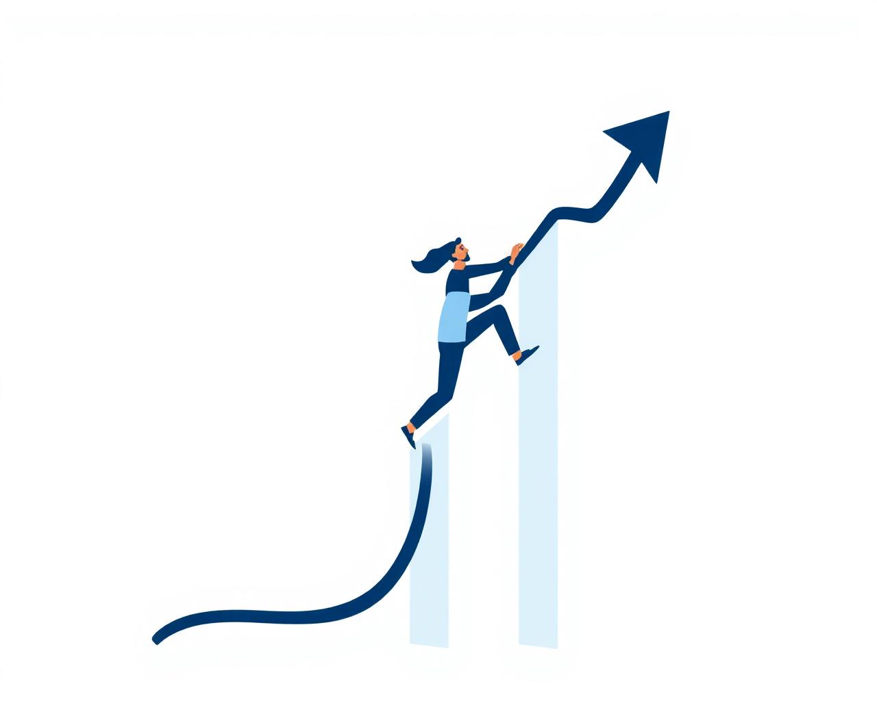 Illustration of a person climbing growth chart