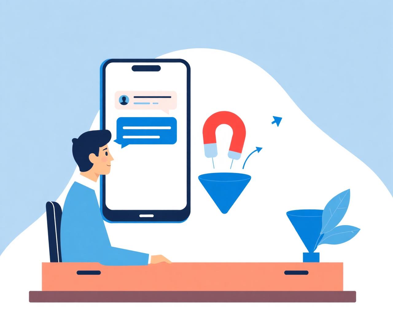 Illustration of AI chatbot capturing leads